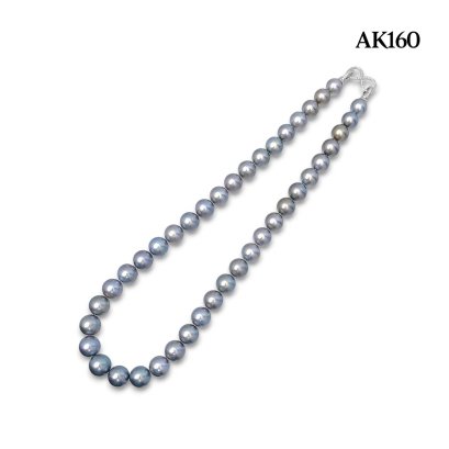 (PSL) Approx. 9.1 - 11.5 mm, Aurora Ocean Blue, Tahitian Pearl, Graduated Pearl Necklace