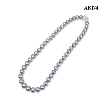 (PSL) Approx. 8.2 - 10.3 mm, Aurora Ocean Blue, Tahitian Pearl, Graduated Pearl Necklace