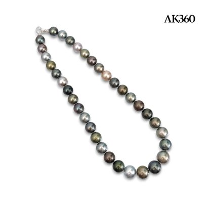 (PSL) Approx. 11.0-13.0 mm, Aurora The Pearl Islands of South Pacific, Tahitian Pearl, Graduated Pearl Necklace