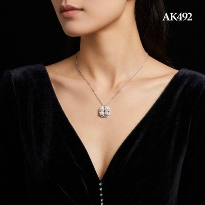 Approx. 5.0 mm up, Hanamomo, Akoya Pearl, Heart ( Magnet ) CZ Paved Pearl with Cable Chain Necklace