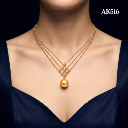 Approx. 12.0 mm, Gold South Sea Pearl, Festoon Dangle Pearl Necklace