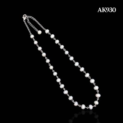 Approx. 6.0 mm, Freshwater Pearl, Station Pearl Necklace