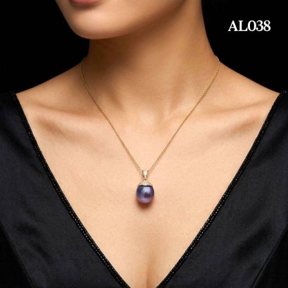 Approx. 14.0 mm, Freshwater Pearl, Solitaire Pearl Hinge Clasp Pendant with Chain Necklace