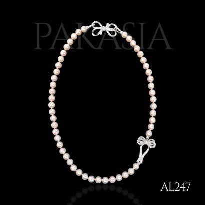 Approx. 7.5 mm up, Akoya Pearl, Double Bow Pearl Necklace