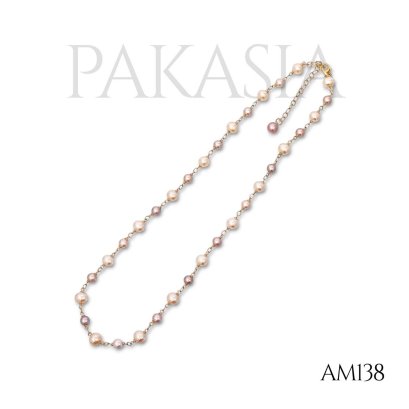 Approx. 4.0 - 6.0 mm, Freshwater Pearl, Alternating Sizes Station Pearl Necklace
