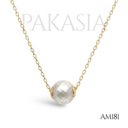 6.2 mm, Hanashinju, Hanamomo, Akoya Pearl, Full Drilled Pearl with Hole Lids with Chain Necklace