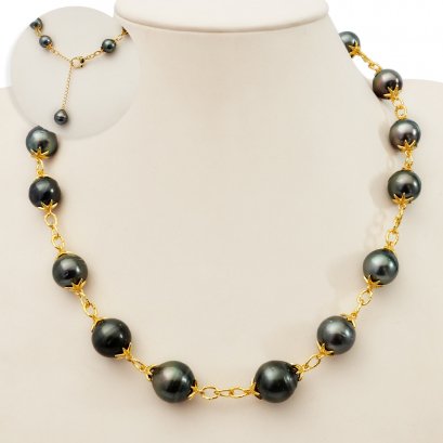 Approx. 12.1 - 14.8 mm, Tahitian Pearl, Station Pearls Necklace