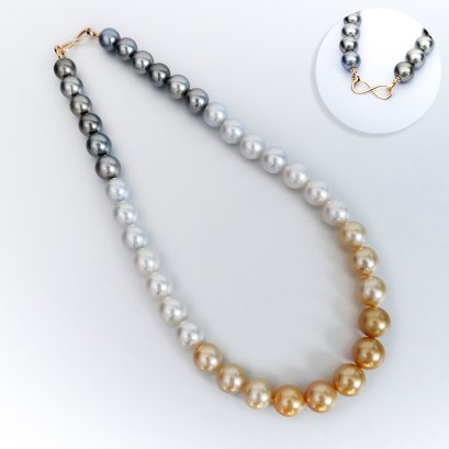 Approx. 12.05 - 14.88 mm, South Sea & Tahitian Pearl [Shikisia], Graduated Pearl Necklaces