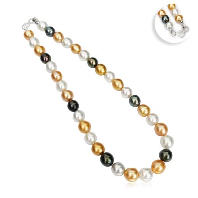 11.90 - 13.66 mm, Tahitian and South Sea Pearl, Multicolored Graduated Pearl Necklace