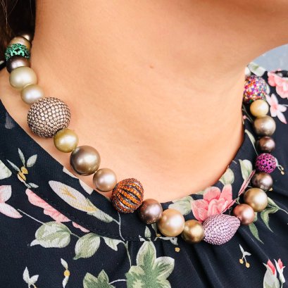 Approx. 13.30 - 14.89 mm, Tahitian Pearl, "2024 Reminder Collection - Hope" Station Pearl Necklace