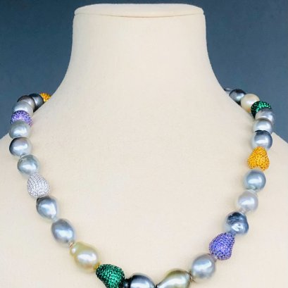 Approx. 8.32 - 11.60 mm, Tahitian Pearl, "2024 Reminder Collection - Joy" Station Pearl Necklace