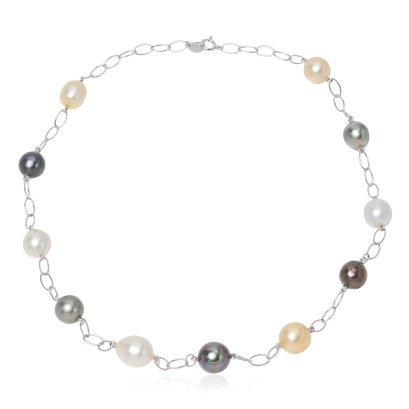 (GIA) 9.60 x 9.24 mm to 10.97 mm South Sea and Tahitian Pearl Station Necklace