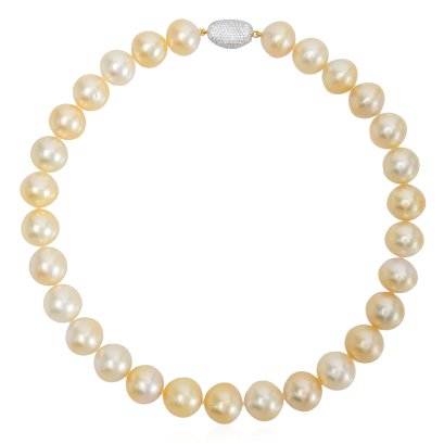 (GIA) 15.04 mm to 16.39 x 16.00 mm Gold South Sea Pearl Graduated Necklace