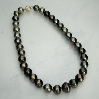 12.02-15.78 mm, Tahitian Pearl, Graduated Pearl Necklace