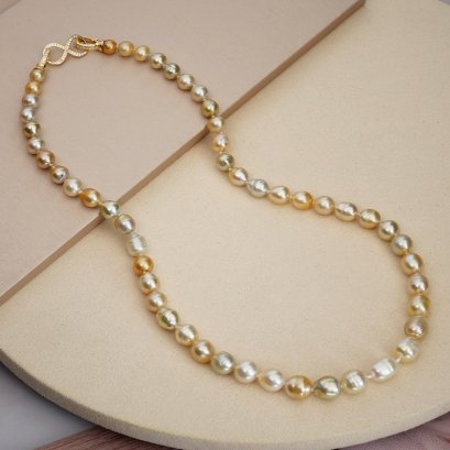 6.14 -8.50 mm, Gold South Sea Pearl, Graduated Pearl Necklace
