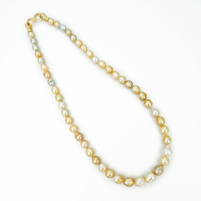 Approx. 7.1 - 9.9 mm, Gold South Sea Pearl, Graduated Pearl Necklace