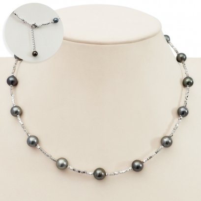 Approx. 7.0 -7.9 mm, Tahitian Pearl, Station Pearl Necklace