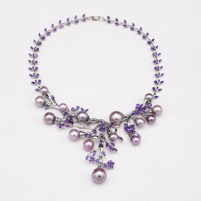 9.60-15.41 mm, Edison Pearl, Tropical Flora Pearl Collection Necklace