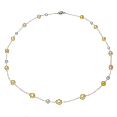 สร้อยคอไข่มุกล้วนแบบ Alternating Sizes ยาว 33-34"