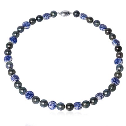 สร้อยคอไข่มุกระยะคั่นกังไสโบราณ ยาว 19.0"รวมตะขอ