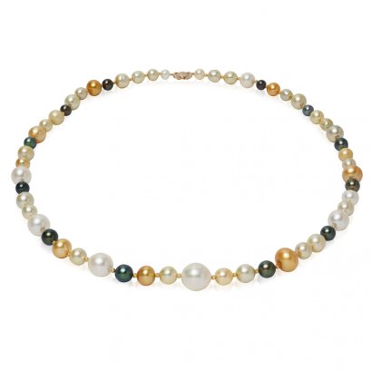 8.15 - 15.33 mm, South Sea and Tahitian Pearl, Station Pearl Necklace