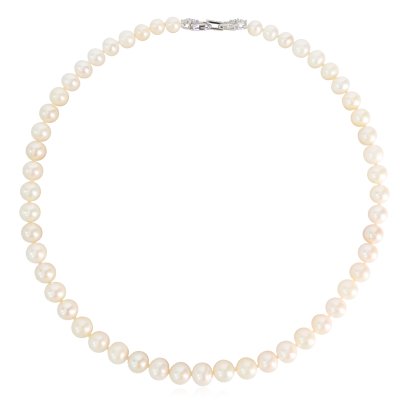 สร้อยคอไข่มุกล้วนแบบไล่ระดับ ยาว 19.0" ไข่มุก Freshwater