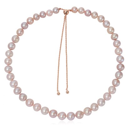 สร้อยคอไข่มุกล้วนแบบไล่ระดับ ความยาวรวมตะขอปรับรูด 20.0" ไข่มุก Freshwater