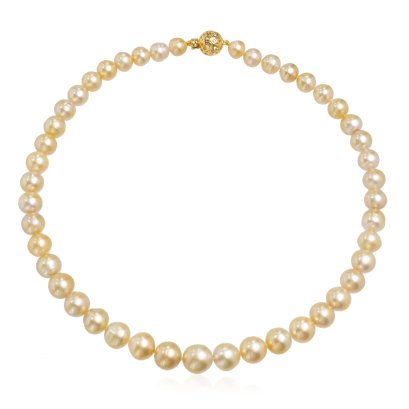 8.0 - 11.0 mm , Gold South Sea Pearl , Graduated Pearl Necklace