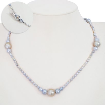 (ช่างระบุความยาวหลังร้อยเสร็จด้วยนะคะ) Approx.3.0 - 11.5 mm, South Sea & Akoya Pearl, Alternating Sizes Pearl Necklace