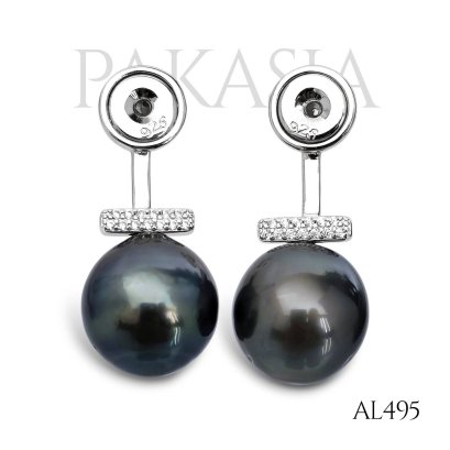 Approx. 11.0 mm, Tahitian Pearl, Arch Bridge Bar Pearl Earring Backs