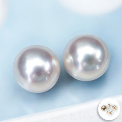 (PSL) Approx. 8.1 mm, Aurora Hanadama, Akoya Pearl, Stud Pearl Earrings