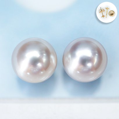 (PSL) Approx. 8.1 mm, Aurora Hanadama, Akoya Pearl, Stud Pearl Earrings