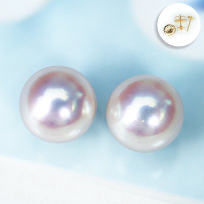 (PSL) Approx. 8.5 mm, Aurora Hanadama, Akoya Pearl, Stud Pearl Earrings