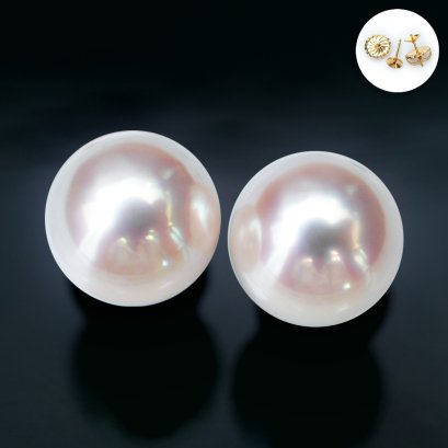 (PSL) Approx. 8.5 mm, Aurora Hanadama, Akoya Pearl, Stud Pearl Earrings