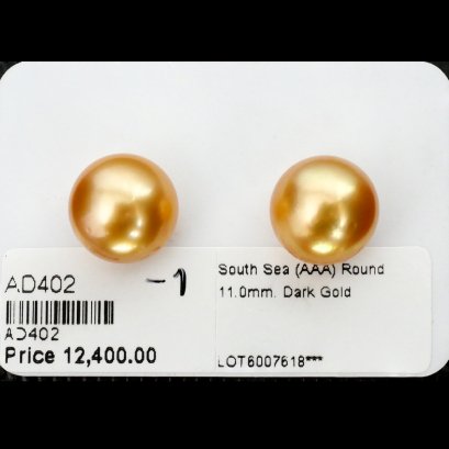 Approx. 11.0 mm, Oriental Odyssey Lot, Gold South Sea Pearl, Pair Pearl