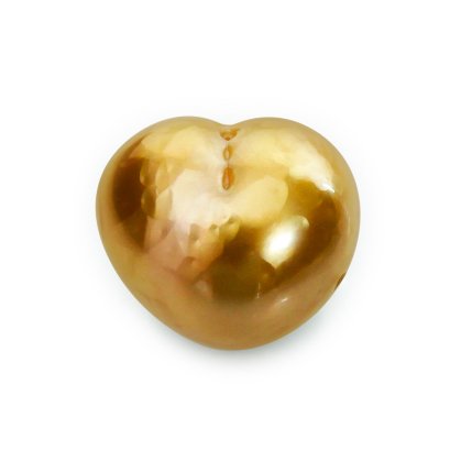 (GIA) 13.94x12.33x10.06 mm, Heart Shaped Pearl, Gold South Sea Pearl, Single Loose Pearl