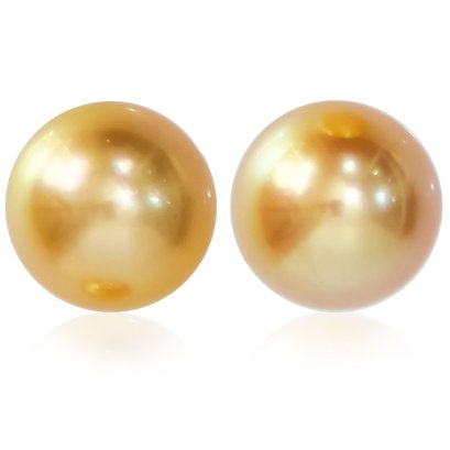 (GIA) 11.98 x 11.75 mm and 12.02 x 11.70 mm, Gold South Sea Pearl, Pair Pearl
