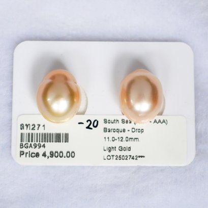 Approx. 10.0-11.0 mm, Gold South Sea Pearl, Pair Loose Pearls
