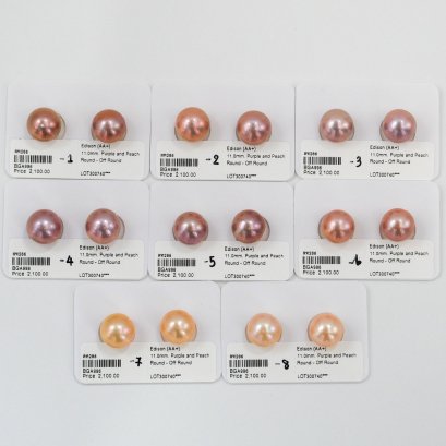 Approx. 11.0 mm, Edison Pearl, Pair Pearl