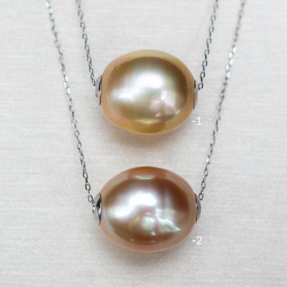 Approx. 12.0 mm, Gold South Sea Pearl, Full Drilled Pearl with Cores with Cable Chain Necklace