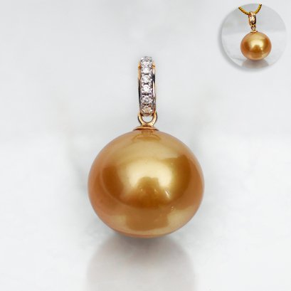 (PSL) Approx. 11.4 mm, Aurora Moon Rainbow, Pearl Drop with Diamond Bail Pendant