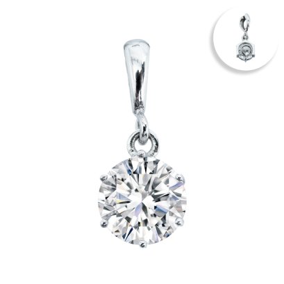 (IGI) 1.00 ct, Laboratory Grown Diamond (Round Brilliant, HPHT, 1.00 ct, D, VS 2), Diamond Hinge Clasp with Hook Pendant