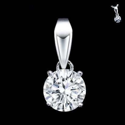 18K Gold, Four Prongs Diamond Classic Pendant with Bail