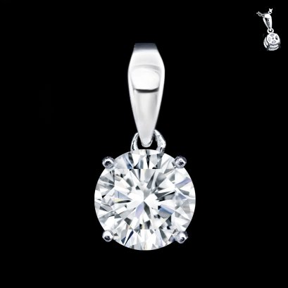 18K Gold, Four Prongs Diamond Classic Pendant with Bail