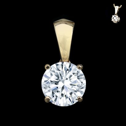 (IGI) 0.55 ct, Laboratory Grown Diamond (Round Brilliant, HPHT, 0.550 ct, D, VVS2), Four Prongs Classic Diamond Pendant