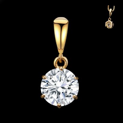 (IGI) 1.02ct., Laboratory Grown Diamond (Round Brilliant, HPHT, 1.02 ct, D, VS 1), Six Prongs Solitaire Diamond Hinge Pendant