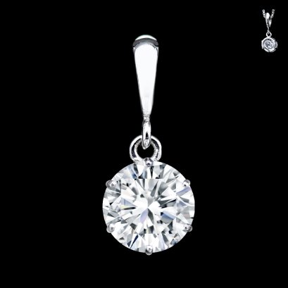 (IGI) 1.07ct., Laboratory Grown Diamond (Round Brilliant, HPHT, 1.07 ct, D, VS 2), Six Prongs Solitaire Diamond with Hinge Clasp Pendant