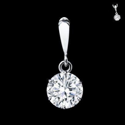 (IGI) 1.08ct., Laboratory Grown Diamond (Round Brilliant, HPHT, 1.08 ct, D, VS 2), Six Prongs Solitaire Diamond with Hinge Clasp Pendant