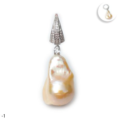 Approx. 14.0 - 18.0 mm, Freshwater Pearl, "Naka" Dangle Pearl Ring Clip