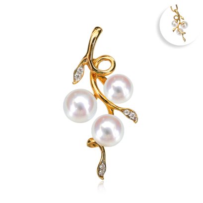 Approx. 6.5 mm, Akoya Pearl, Triple Pearl Pendant